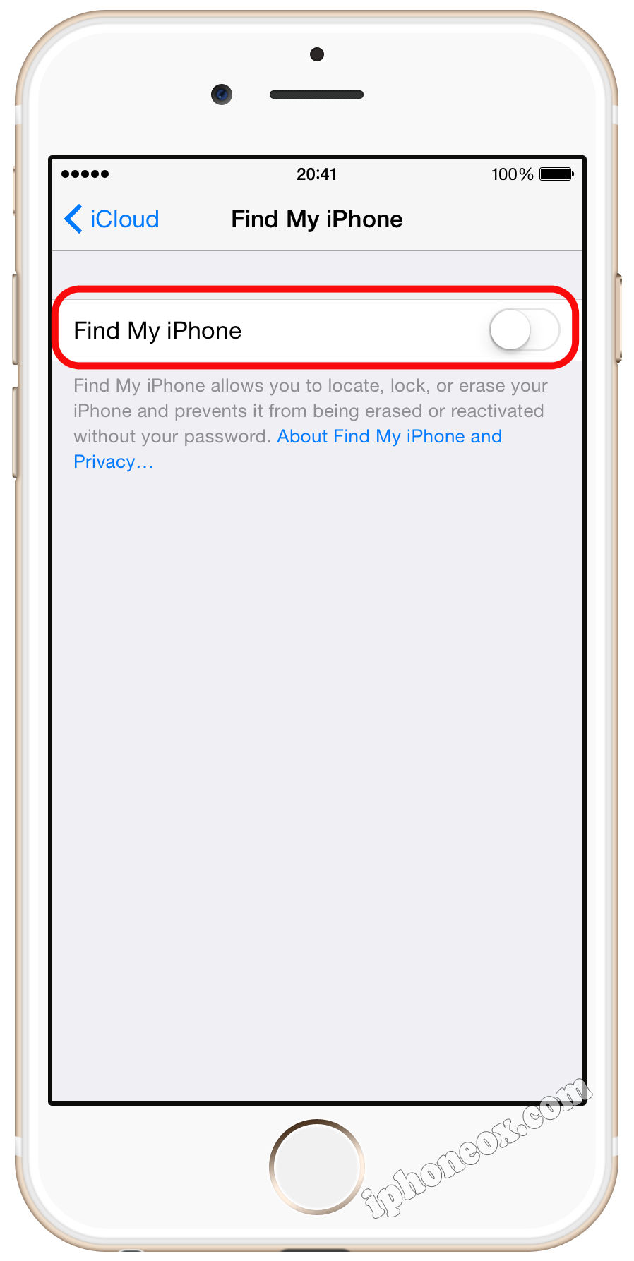 Turn off Find my iPhone