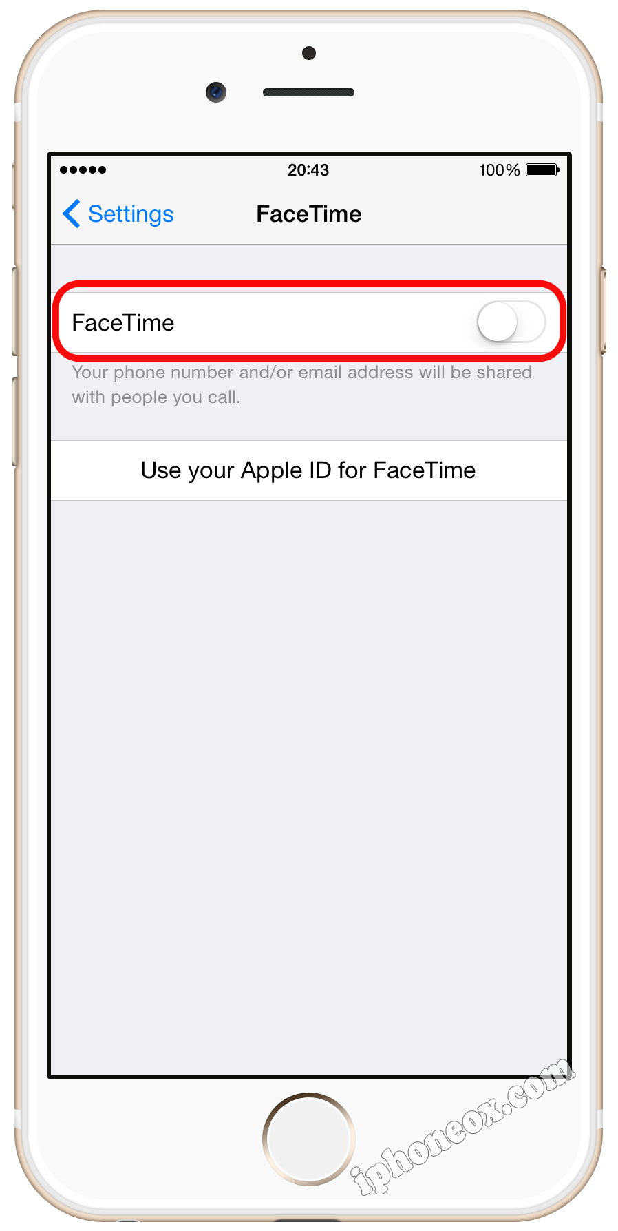 Tap Settings > iFace and turn iFace off